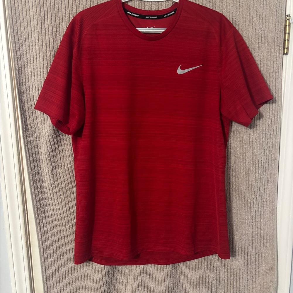 Nike Red Short-Sleeve Performance Tee with Silver Swoosh
